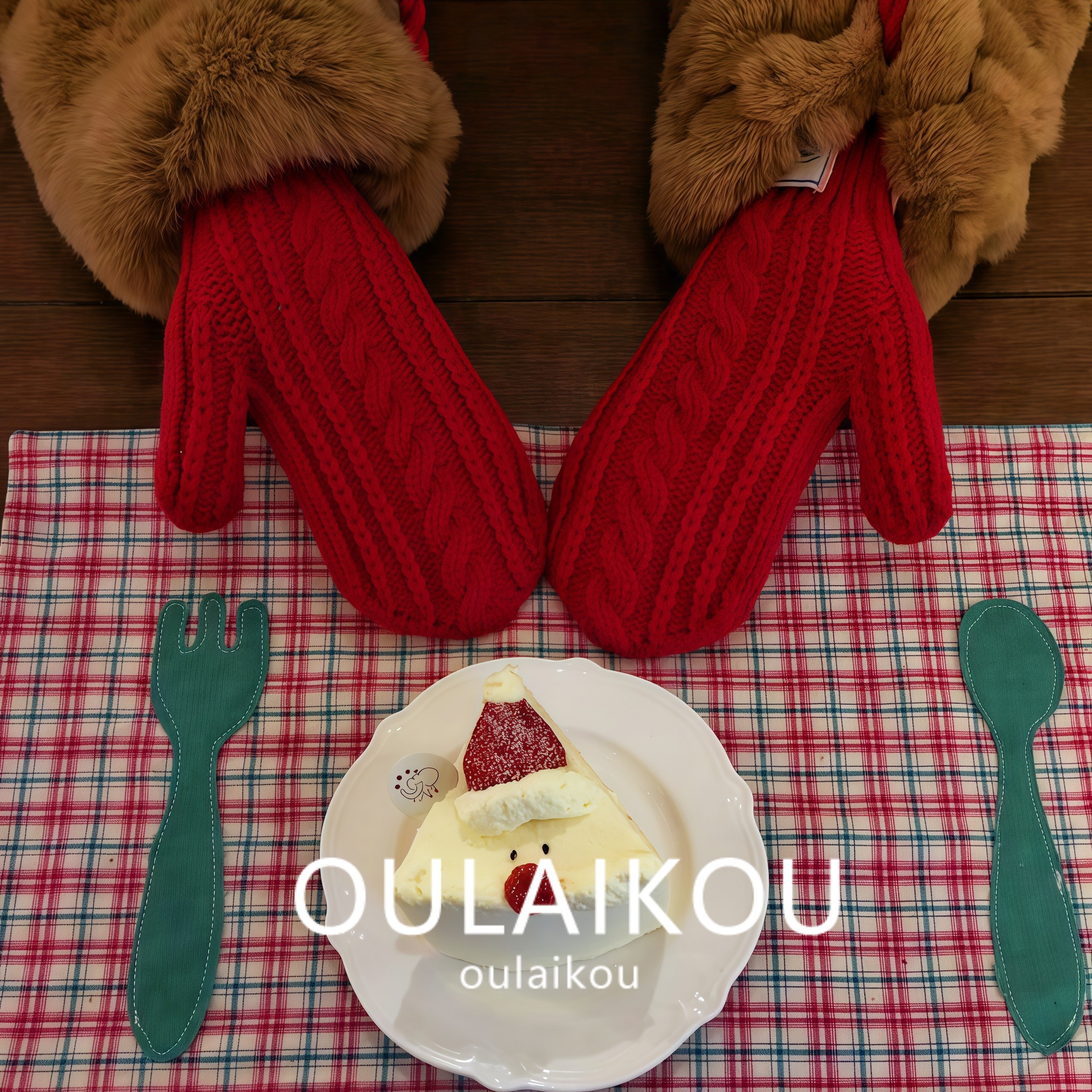 超厚实~韩系麻花毛线针织手套女冬季加厚保暖户外防寒连指可挂脖