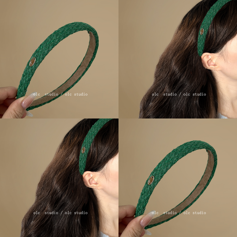 复古绿野系~小金标毛呢发箍