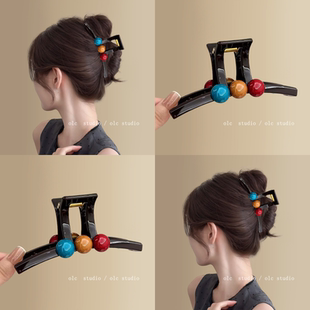 糖豆波波~波点头发抓夹女彩色圆珠鲨鱼夹子高级感旅行夹2025新款