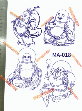 弥勒佛图案葫芦雕刻DIY手工装饰传统文化工艺品葫芦烙画转印纸