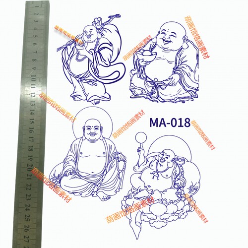 弥勒佛图案葫芦雕刻DIY手工装饰传统文化工艺品葫芦烙画转印纸