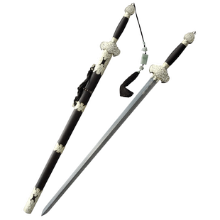 莫邪剑 中国工艺美术大师沈新培作品 花纹钢 龙泉沈广隆剑 未开刃