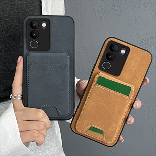 带卡包适用于vivos19手机壳s18pro新款s17e保护套s12 Pro素皮s15全包防摔s9e皮质s16外壳vivis男款皮革por女