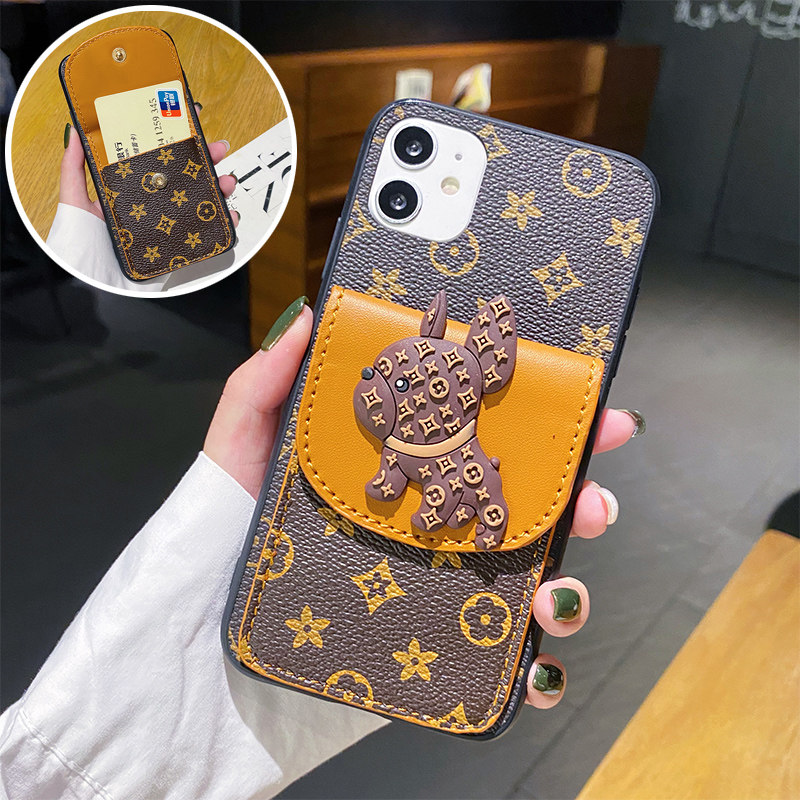 适用苹果16手机壳iphone17Promax时尚插卡套潮款11奢侈8plus卡包14皮质xsmax卡夹13零钱包xs法