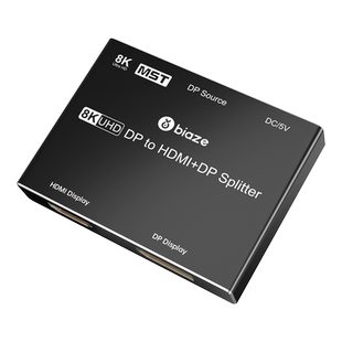 毕亚兹DP分配器一分二DP转hdmi/DP1进2出支持扩展8K高清视频分屏器台式机显卡接电视投影仪
