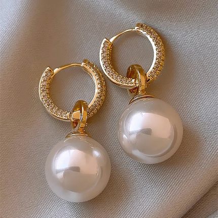 奥特莱斯撤柜捡漏折扣18K金沙金珍珠耳环女高级感耳坠小众轻奢