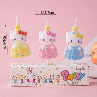 KT猫蜡烛蛋糕装饰凯蒂猫3支装蜡烛蛋糕装饰