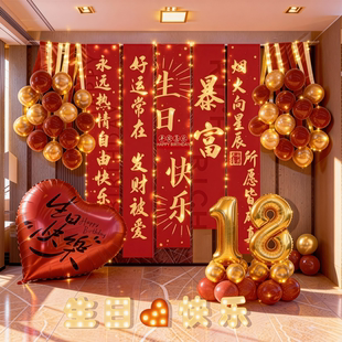 酒店饭店18岁成人礼生日场景男生布置装饰包厢背景布派对横幅挂布