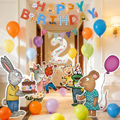 波西和皮普生日布置装 饰kt板小女孩仪式 感派对男孩氛围感拍照道具