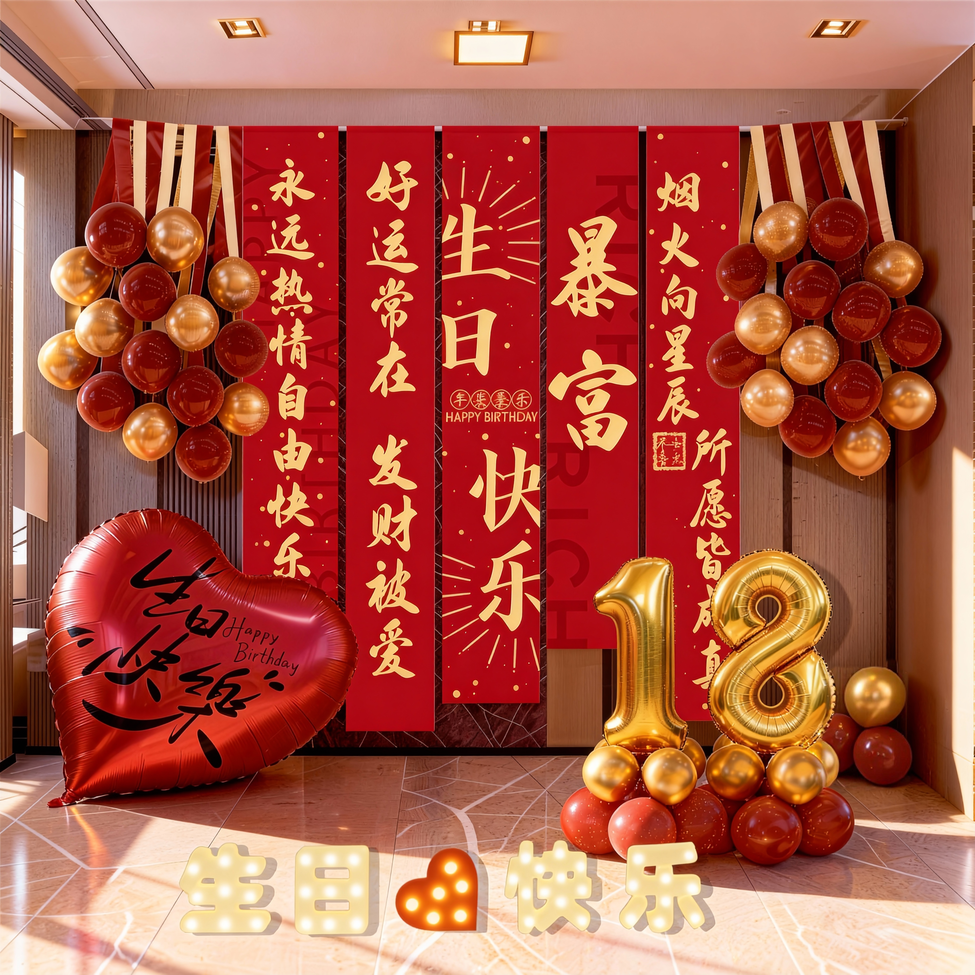 18岁生日快乐布置男孩场景挂布成人礼女生装饰气球背景条幅氛围感,节庆用品/礼品,装扮布置套餐,淘宝优惠券,粉丝福利购,淘宝优惠卷