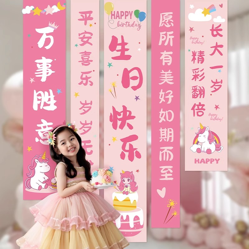 买买熊生日场景布置装饰条幅