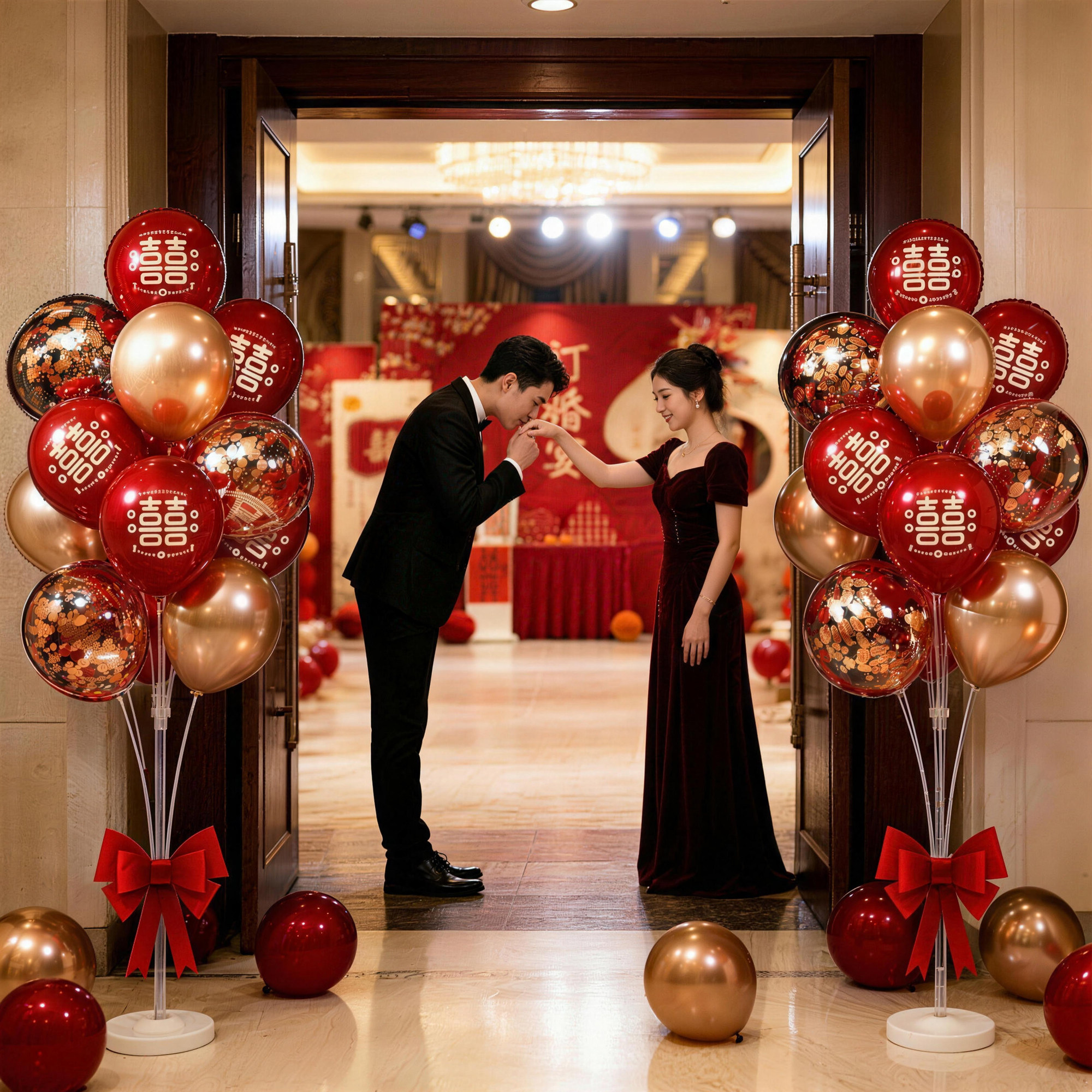 结婚气球订婚布置装饰地飘套装客厅婚房场景立柱新房路引婚庆用品