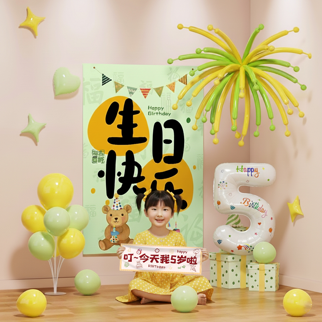 女孩生日快乐仪式感布置装饰气球