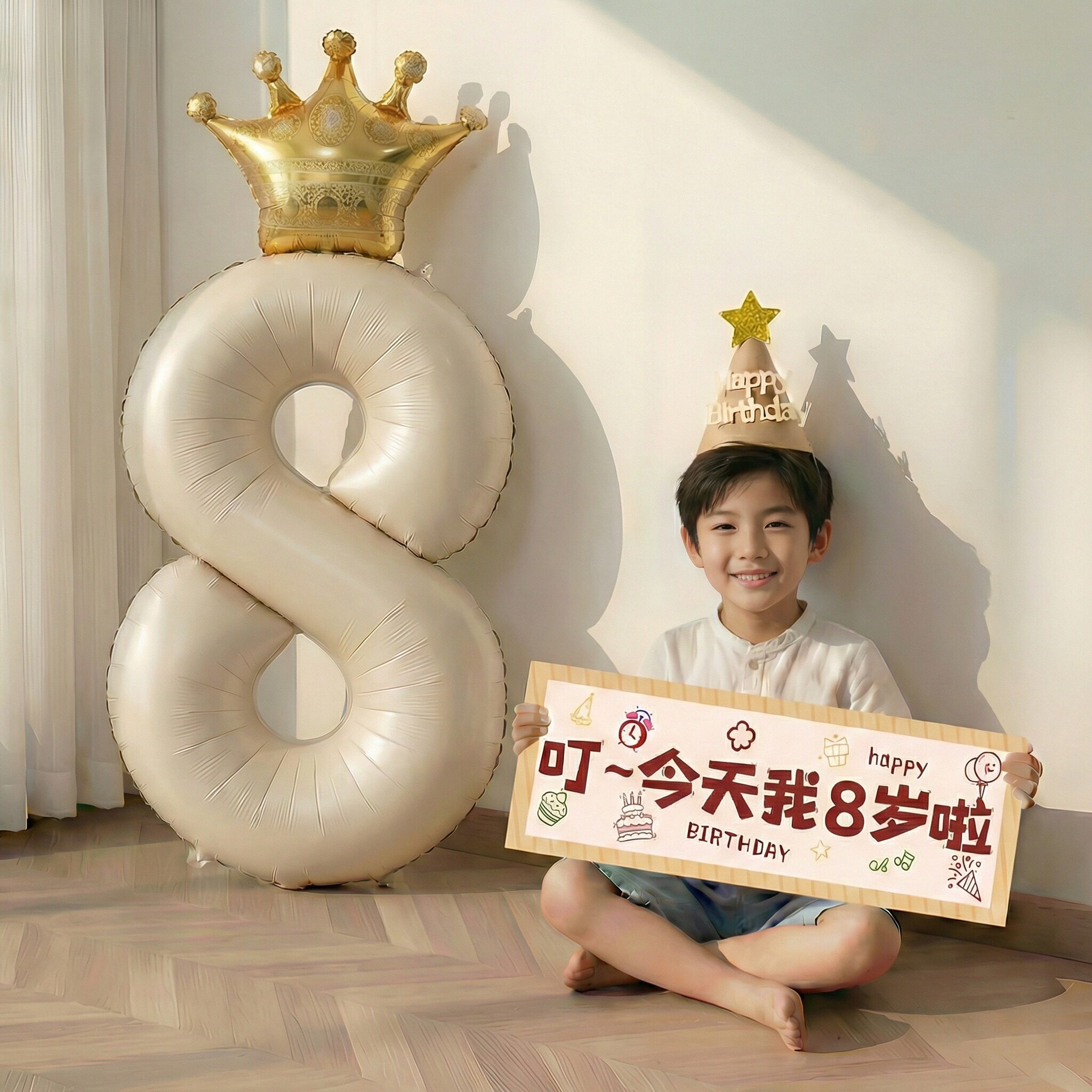 生日场景布置装饰气球快乐数字十男童男孩儿童仪式感8岁派对道具