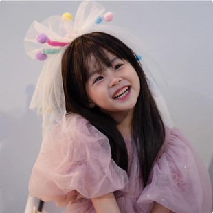 扭扭发夹头饰生日装饰场景布置女孩儿童公主宝宝彩色毛球生日帽