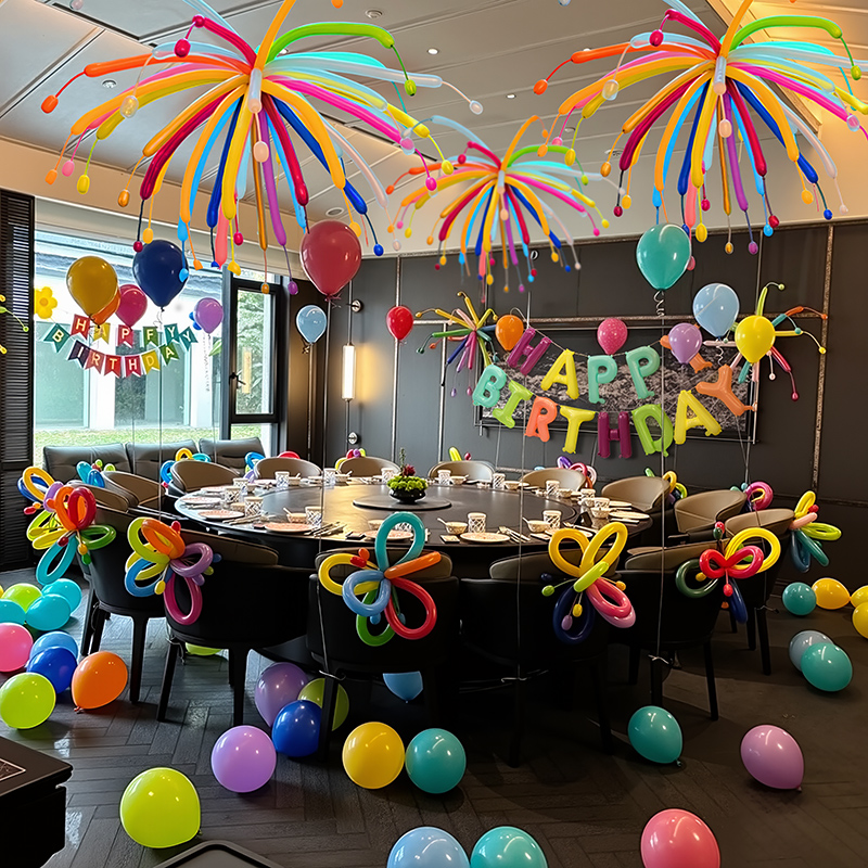 酒店包间生日派对烟花长条气球