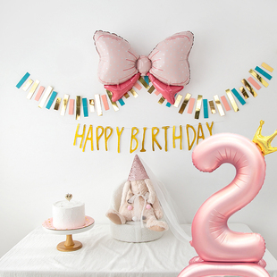 2岁生日布置小女孩宝宝儿童三两周岁家里简单仪式感装饰场景气球3