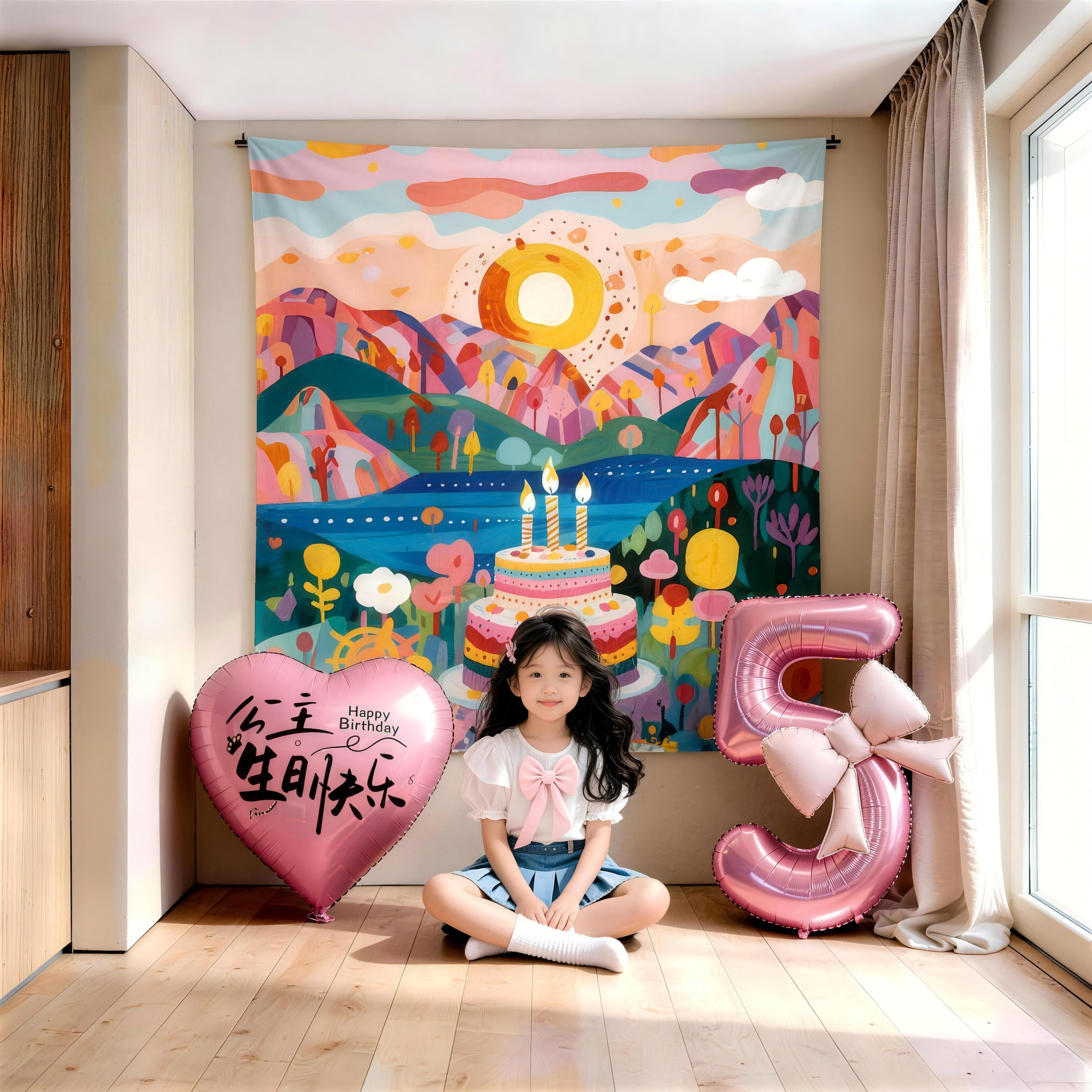 儿童生日宝宝周岁小女孩场景布置气球氛围感派对装饰拍照背景挂布,节庆用品/礼品,装扮布置套餐,淘宝优惠券,粉丝福利购,淘宝优惠卷