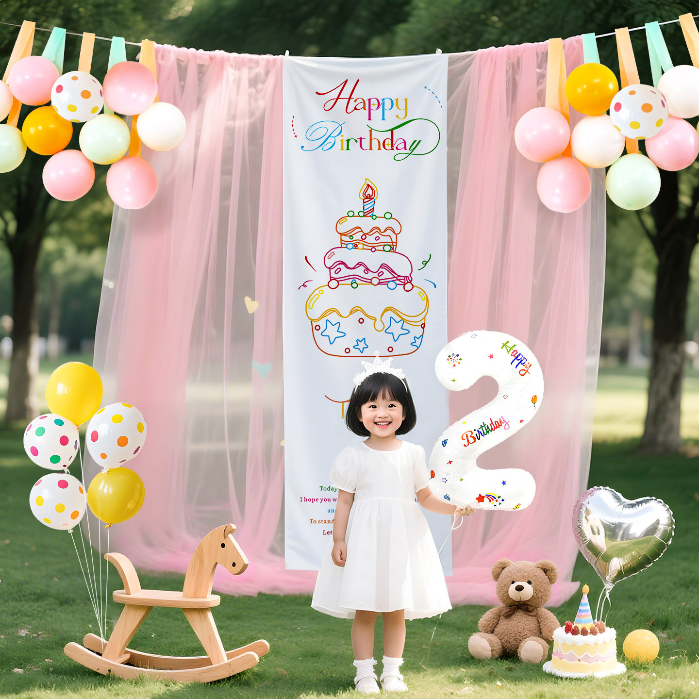 买买熊户外韩系风格2岁生日布置