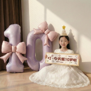 小女孩生日布置场景装饰女童数字气球10岁快乐12仪式感拍照道具8