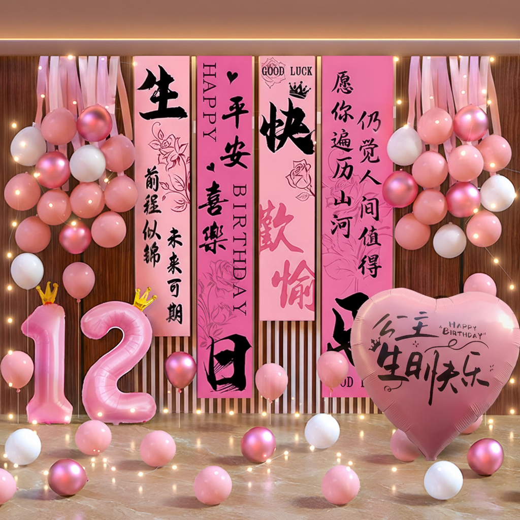 12岁成长礼女孩过生日快乐派对仪式感布置场景装饰气球挂布高级感,节庆用品/礼品,装扮布置套餐,淘宝优惠券,粉丝福利购,淘宝优惠卷