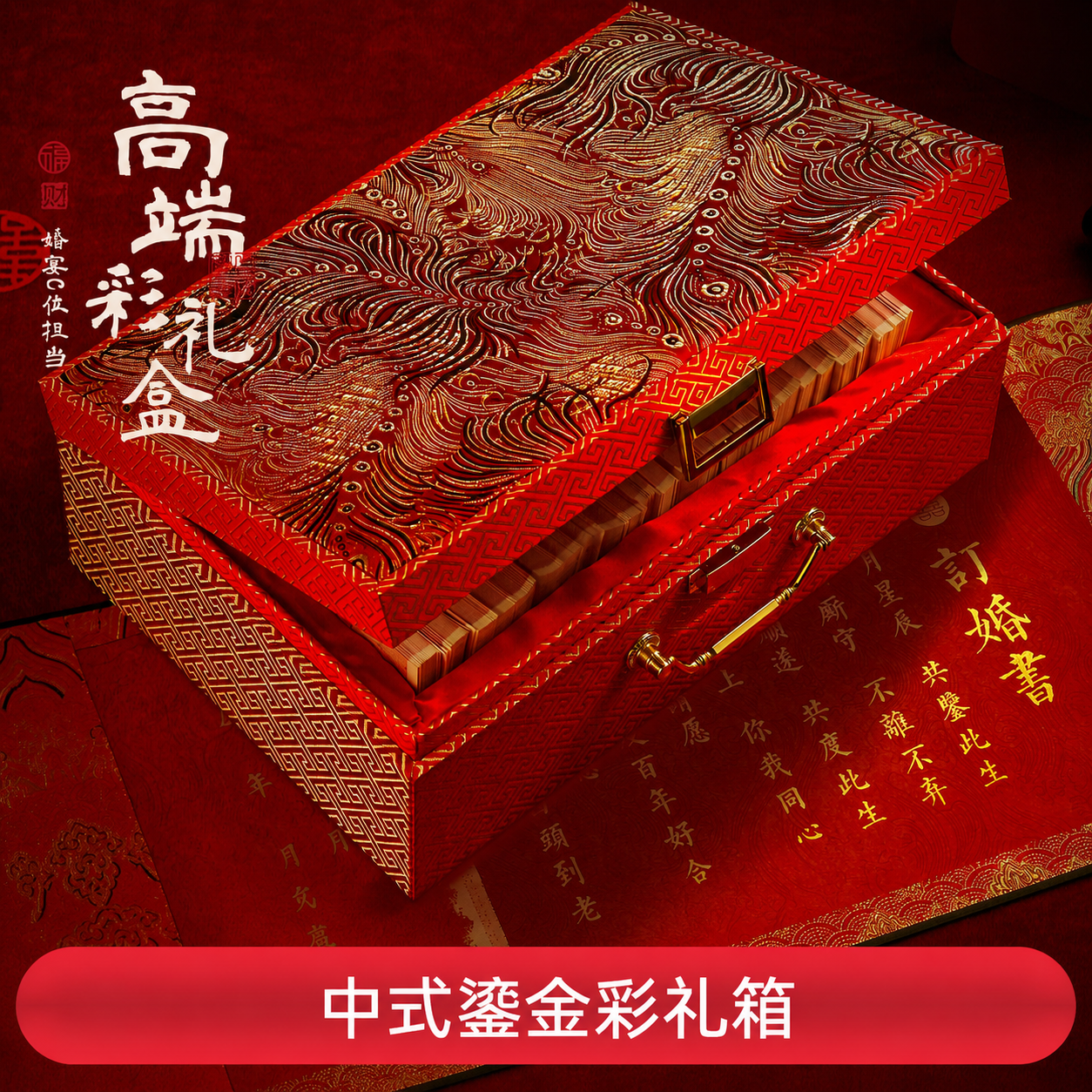 彩礼现金礼盒礼金箱订婚提亲