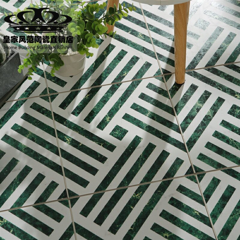 摩洛哥墨绿花砖300X300厨房卫生间地砖北欧复古卧室阳台浴室瓷砖