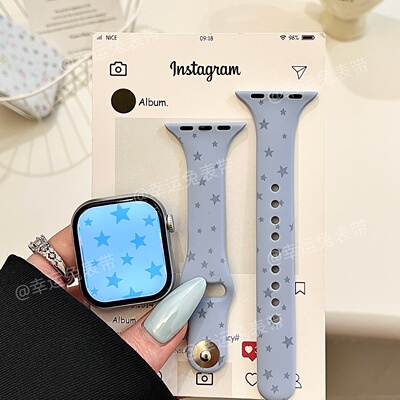 大小星星小蛮腰适用iwatchs11/10苹果手表表带s8硅胶9Applewatch7