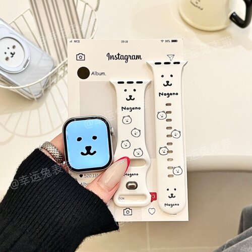 自嘲熊表情适用iwatchs11/10苹果手表表带SE硅胶Applewatchs9/8/7