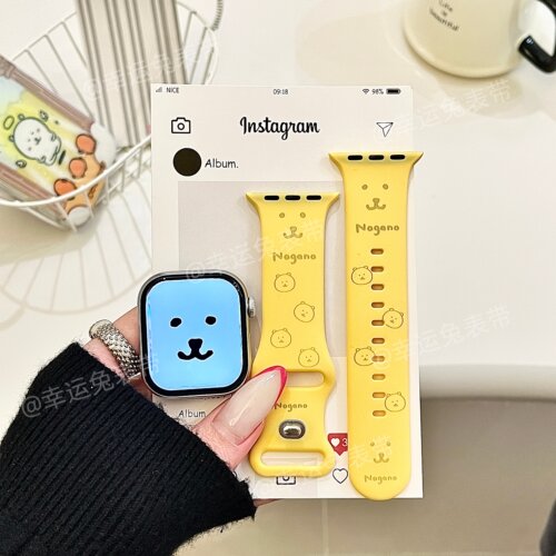 软萌自嘲熊表情适用iwatchs11/10苹果手表表带SE硅胶Applewatchs9