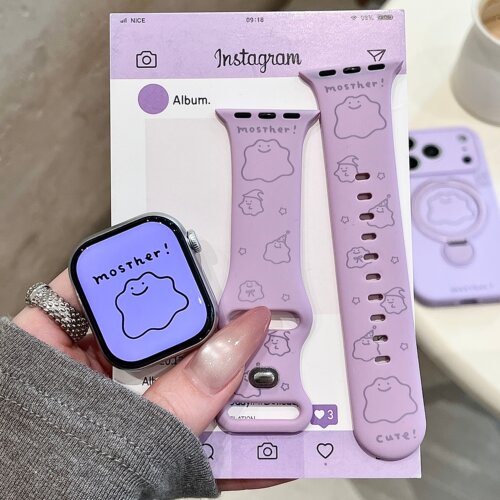 小怪兽适用iwatchs11/10苹果手表表带SE硅胶Applewatchs9/8/7紫色