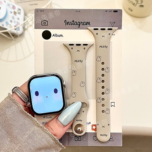 米菲表情适用iwatchs11硅胶10苹果手表表带s8小蛮腰9Applewatch7