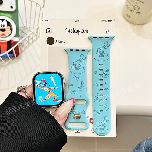趣味高飞适用iwatchs11/10苹果手表表带SE硅胶Applewatchs9/8/7