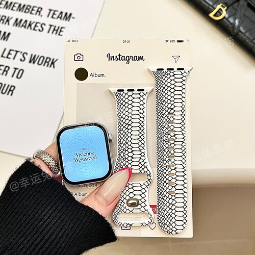 简约鳄鱼纹适用iwatchs11/10苹果手表表带SE硅胶Applewatchs9/8/7