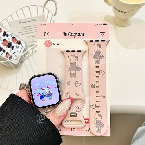 长腿猫咪条适用iwatchs11/10苹果手表表带SE硅胶Applewatchs9女款
