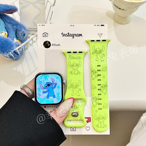 个性史迪仔适用iwatchs11/10苹果手表表带SE硅胶Applewatchs9/8/7