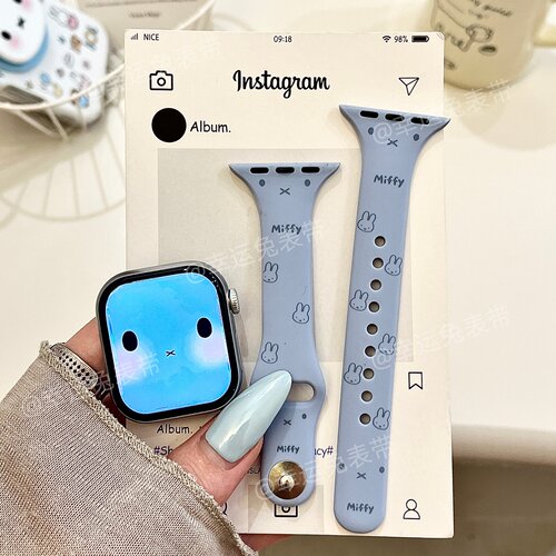 米菲表情适用iwatchs11硅胶10苹果手表表带s8小蛮腰7Applewatch9