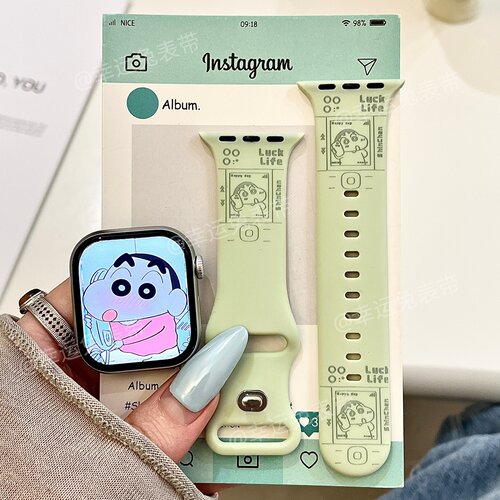 小新电话适用iwatchs12/11创意10苹果硅胶SE表带Applewatch9/8/7