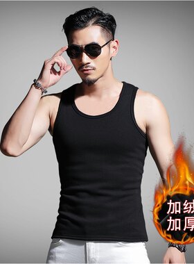冬季男士保暖背心加绒加厚打底修身内衣女全纯棉大码修身坎肩马甲