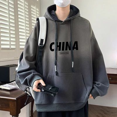 美式复古连帽卫衣男士春秋季2025新款美式潮牌连帽衫重磅嘻哈外套