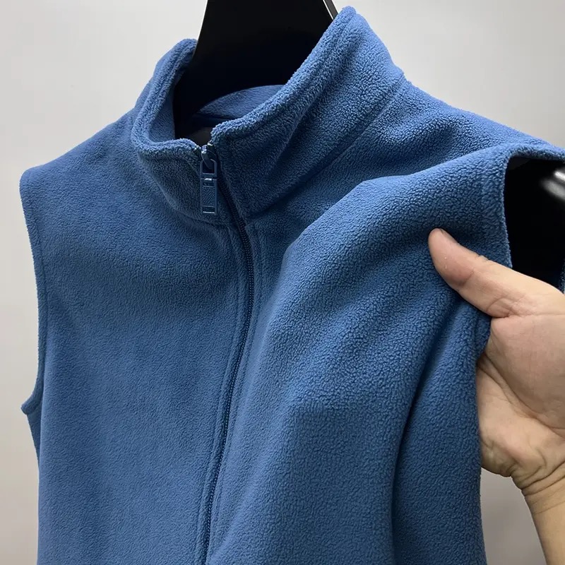 休闲抓绒马甲男春秋装宽松运动背心爸爸中年摇粒绒马夹中老年外套