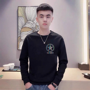 社会精神小伙卫衣男韩版长袖t恤ins潮牌网红上衣圆领潮流秋冬衣服