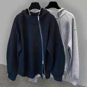 拉链连帽卫衣男春秋季 外套潮牌 长袖 韩版 潮流百搭帅气纯色宽松开衫
