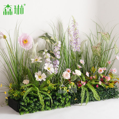 彷真花假花室内摆设植物造景装饰高档花橱窗大型场景布置绿植景观