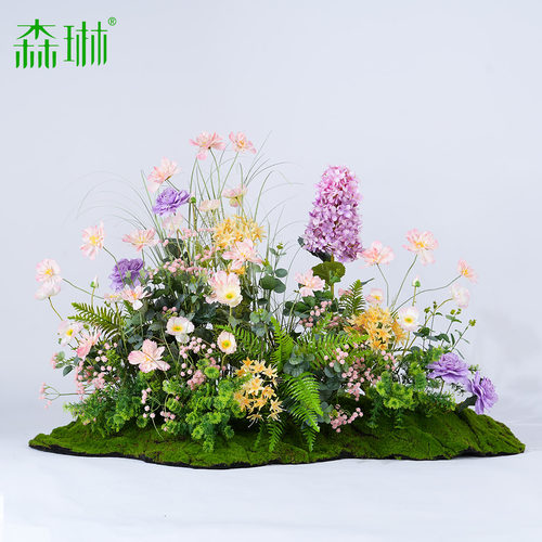 假花彷真花摆设莫奈花园造景绿植室内橱窗地面植物花艺装饰场景