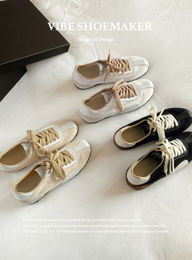 【牛皮版】复古休闲百搭德训鞋真皮休闲运动鞋2026新款帆布阿甘鞋