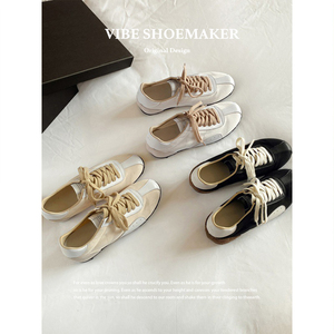 【牛皮版】复古休闲百搭德训鞋真皮休闲运动鞋2026新款帆布阿甘鞋