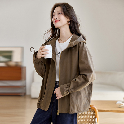 通勤风连帽宽松显瘦短外套女
