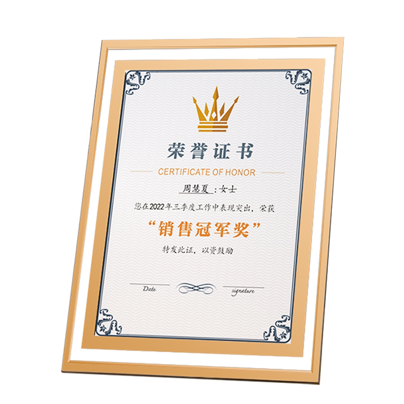 奖牌定制定做水晶奖牌证书授权牌奖杯订制荣誉牌授权牌A4颁奖表彰
