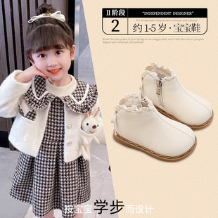 女宝宝鞋子短靴新款冬季时尚小皮鞋婴儿软底马丁靴女童切尔西靴子